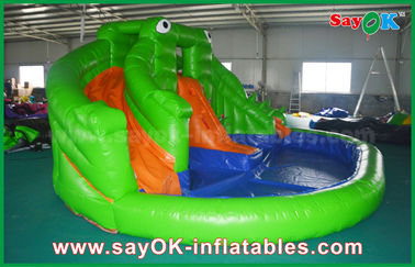 Casa de salto inflável com slide Pvc Verão Slide de salto inflável fora Slide de água de rã com impressão