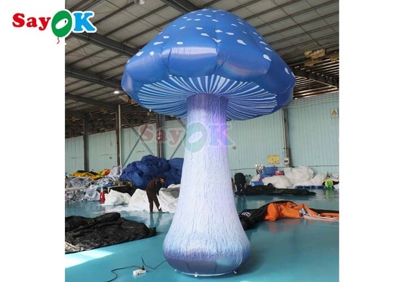 13.1ft Impressão completa de cogumelos infláveis Led Light Blue Air Mushroom Event Decoration