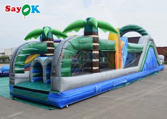 Curso de obstáculos inflável interativo de 48 pés Casa de salto engraçada inflável para eventos de festa
