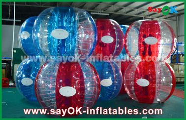 Os jogos infláveis do futebol aquecem - a bola inflável azul e vermelha selada da bolha de 0.7mm TPU para jogar