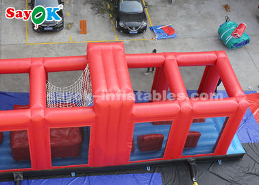 Jogo 25*3*4m inflável vermelho inflável do obstáculo do curso de obstáculo que joga o competiam para o arrendamento