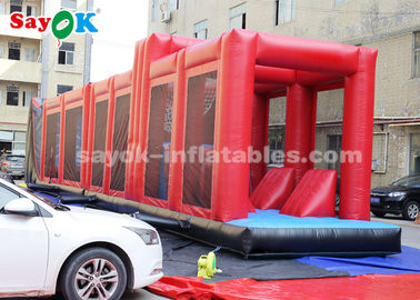Jogo 25*3*4m inflável vermelho inflável do obstáculo do curso de obstáculo que joga o competiam para o arrendamento
